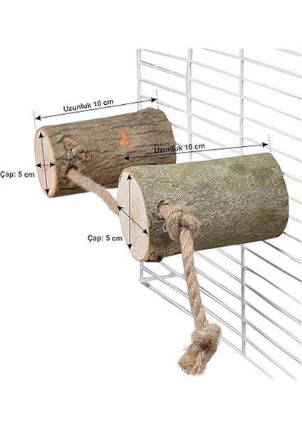 X-Perk Doğal Ağaç Ipli Kütük Tünek 2'li Set