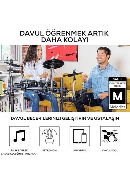 Turbo Mesh Kit - Elektronik Davul Seti, Dijital Bateri, Yeni Başlayanlar Için Sessiz 8 Inç indirimleri