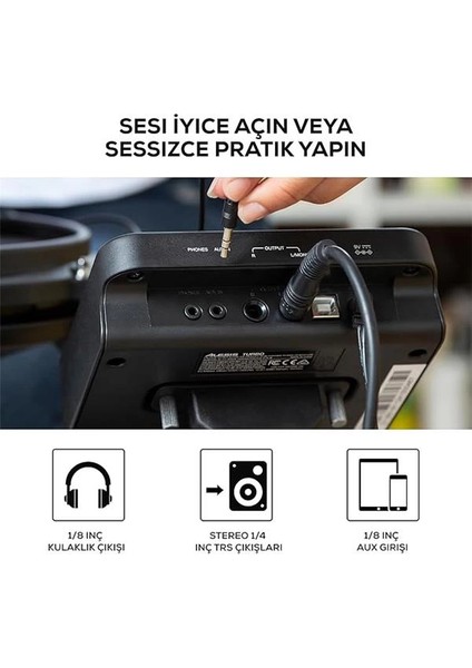 Turbo Mesh Kit - Elektronik Davul Seti, Dijital Bateri, Yeni Başlayanlar Için Sessiz 8 Inç