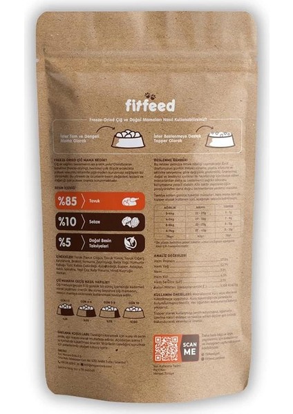 Freeze-Dried Kuru Çiğ Kedi Maması -%85 Tavuk - 300G fiyatları