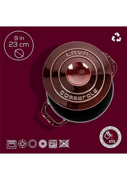 Döküm Yuvarlak Tencere Döküm Demir Kapak Experience Majolik Serisi ÇAP(Ø)23CM fırsatları