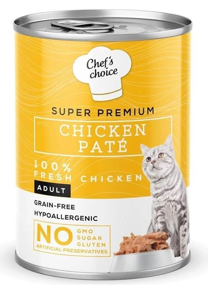 Chef's Choice Yetişkin Kediler Için, Tahılsız, Hipoalerjenik, Tavuk Etli Ezme, 400 G x 12 Adet