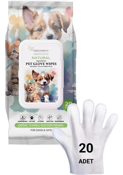 Eldiven Mendil 20 Adet | Yüz Göz Kulak Ağız Pati Arka Bölge Temizliği | Kedi Köpek fiyatları