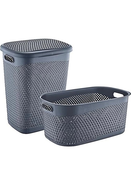 Katre Kirli Çamaşır Sepeti ve Çamaşır Selesi Set Antrasit fırsatları