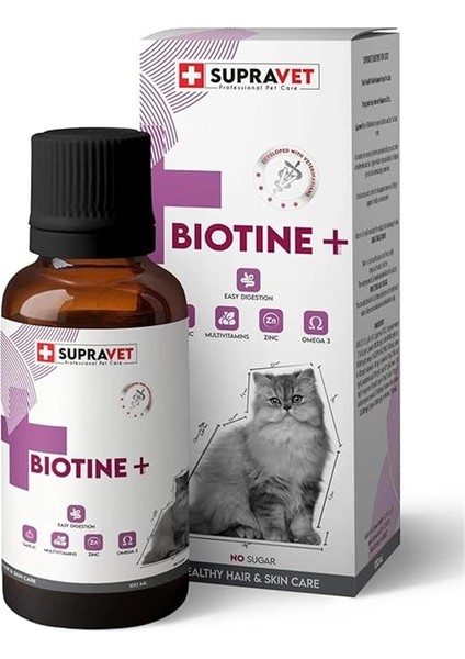 Plus +B For Cats Biotine Damla 100 ml + Zinc + Multi Vitamin (Kediler Için Tüy Sağlığı