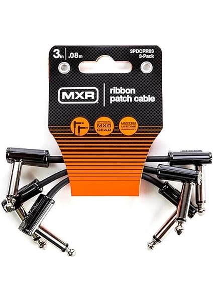 Jım Dunlop Şerit Yama Kablosu 3 "| 3"-3 Paket, 1/4-Inç Dik Açı (3PDCPR03)