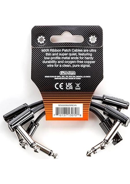 Jım Dunlop Şerit Yama Kablosu 3 "| 3"-3 Paket, 1/4-Inç Dik Açı (3PDCPR03)