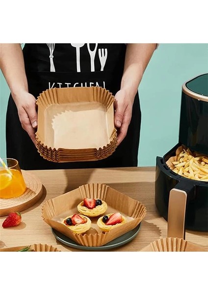 Airfryer Pişirme Kağıdı 50 Adet Kare Fırın Tepsisi Yanmaz Yapışmaz Gıda Parşömeni Sıcak Hava fiyatları