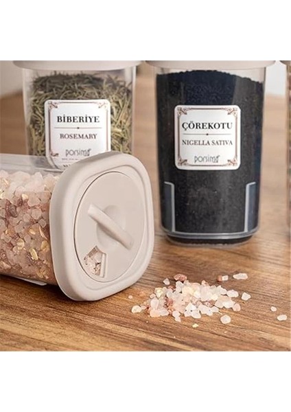 1061 Döner Kapaklı Etiketli Baharatlık Seti - 12'li Cappuccino Kapaklı 350 cc