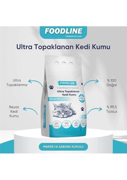 Marsilya Sabunu Kokulu Ince Taneli Bentonit Topaklanan Kedi Kumu 10 Lt x 2 Adet modelleri