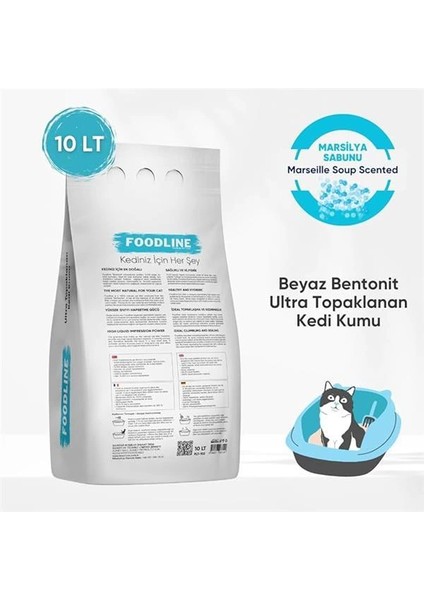Marsilya Sabunu Kokulu Ince Taneli Bentonit Topaklanan Kedi Kumu 10 Lt x 2 Adet indirimleri