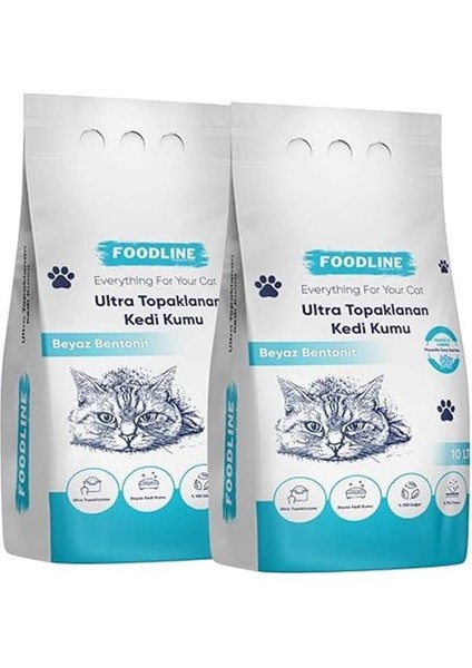 Marsilya Sabunu Kokulu Ince Taneli Bentonit Topaklanan Kedi Kumu 10 Lt x 2 Adet