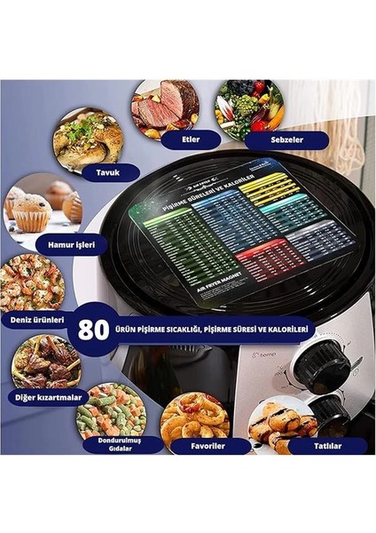 Air Fryer Yiyecek Pişirme Süreleri ve Kaloriler Magneti, Air Fryer Aksesuar indirimleri