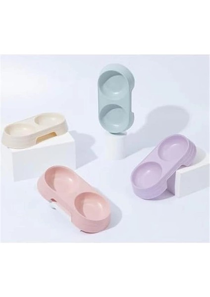 Ikili Evcil Hayvan Mama ve Su Kabı, Kedi Köpek Için Çift Bölmeli Beslenme Kabı, Karışık Renk fiyatları