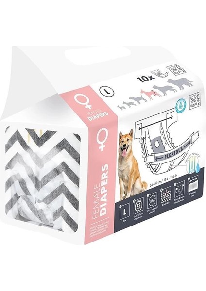 M-Pets Diapers Dişi Köpekler Için Külot L 10'lu