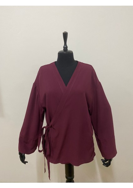 Kadın Kruvaze Viskon Kumaş Oversize Yandan Bağlamalı Kimono fiyatları