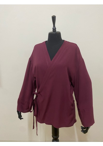 Kadın Kruvaze Viskon Kumaş Oversize Yandan Bağlamalı Kimono fırsatları