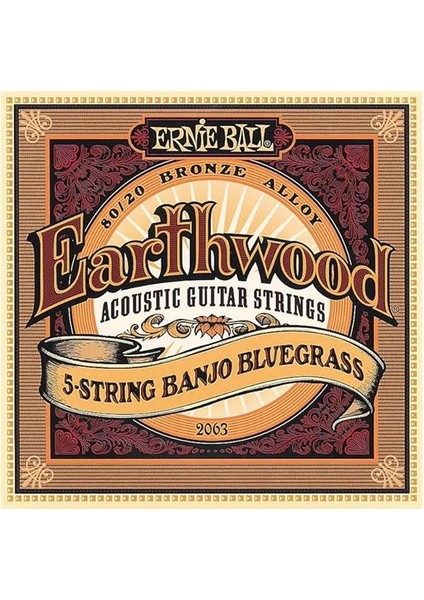 Earthwood 5-String Banjo Bluegrass Loop End 80/20 Bronz Akustik Gitar Telleri, Ölçü 9-20