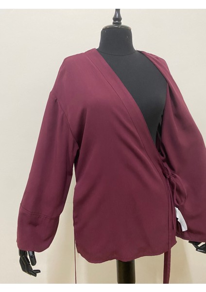 Kadın Kruvaze Viskon Kumaş Oversize Yandan Bağlamalı Kimono indirimleri