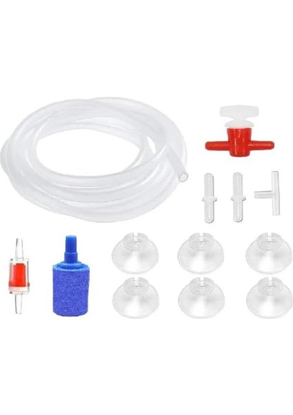 Akvaryum Hava Motoru Seti - 3m Hava Hortumu, Vana, Çekvalf, Ek, Hava Taşı