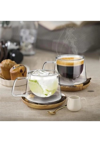 Çift Cidarlı Borosilikat Bardak | Isı Yalıtımlı Kahve Çay Bardağı (2, Milano 200 Ml) modelleri