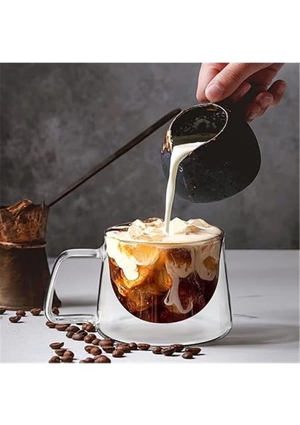 Çift Cidarlı Borosilikat Bardak | Isı Yalıtımlı Kahve Çay Bardağı (2, Milano 200 Ml)