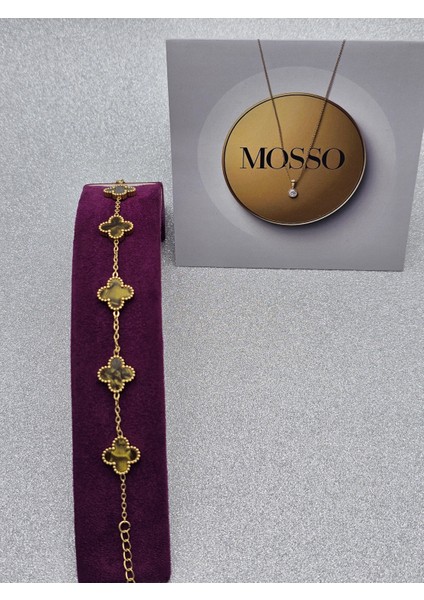 Haki Sedefli Renk Çelik Bileklik Yonca Model Premium modelleri