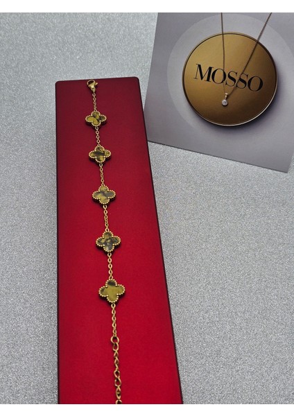 Haki Sedefli Renk Çelik Bileklik Yonca Model Premium fırsatları