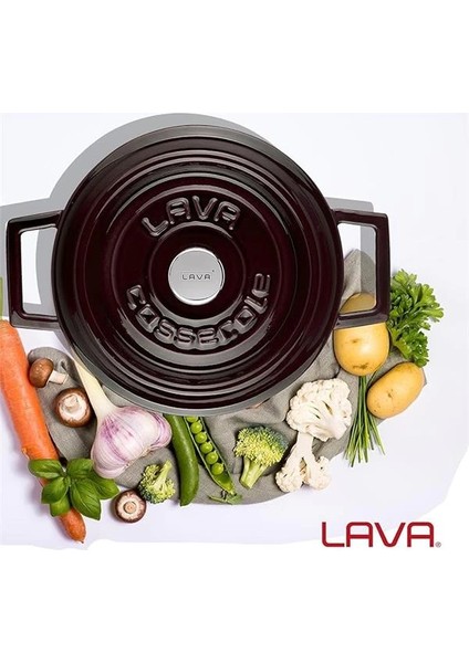 Premium Serisi - Döküm Yuvarlak Tencere, 20 Cm, Majolik Mor