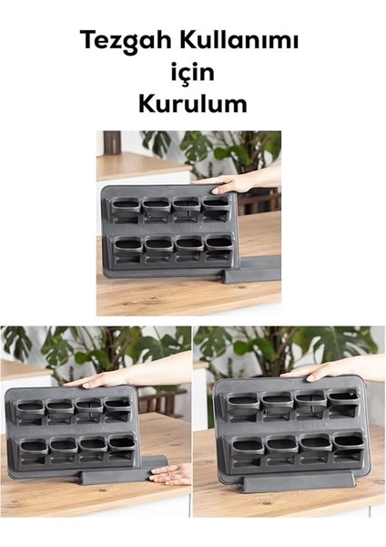 1117 Standlı Kaydırmalı Kaşıklı 360° Döner Kapaklı Etiketli Baharatlık Seti - Erzak Saklama