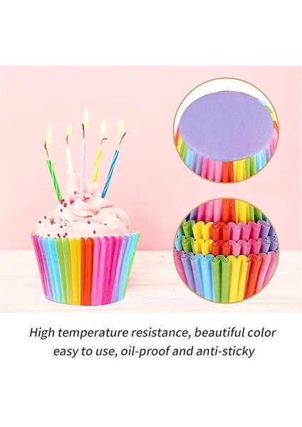 100 Adet Desenli Cupcake Kalıbı,renkli Browni ve Muffin Kabı,kağıdı modelleri