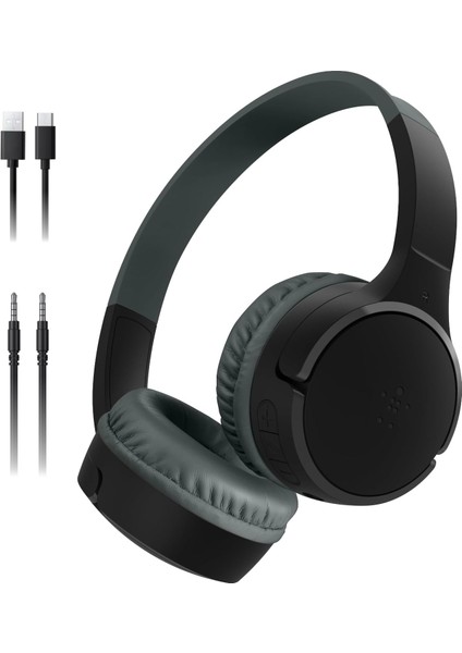 Soundform Mini Çocuk Kablosuz Kulaklık (Siyah) – Dahili Mikrofon, 30 Saat Çalma, Eğlenceli Çı