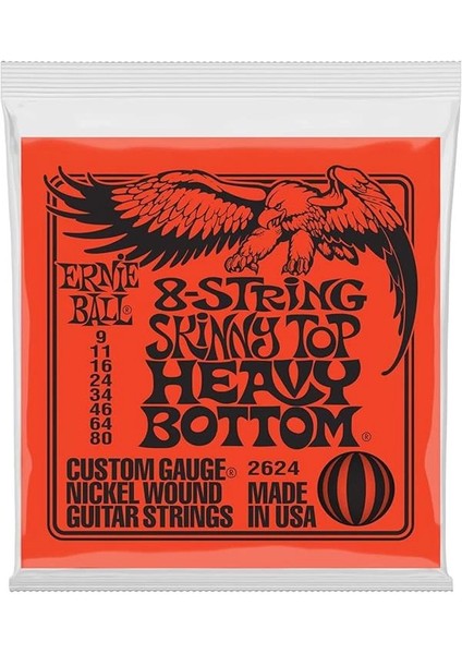 Sıska Üst Ağır Alt Slinky 8-String Elektro Gitar Telleri, Ölçü 9-80