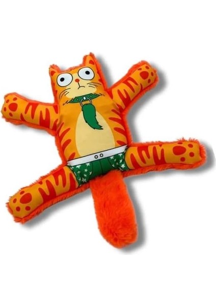 Havhav Mihav Sesli Köpek Oyuncağı Turuncu Renkli Kedi Şekilli Köpek Diş Kaşıma Oyuncağı
