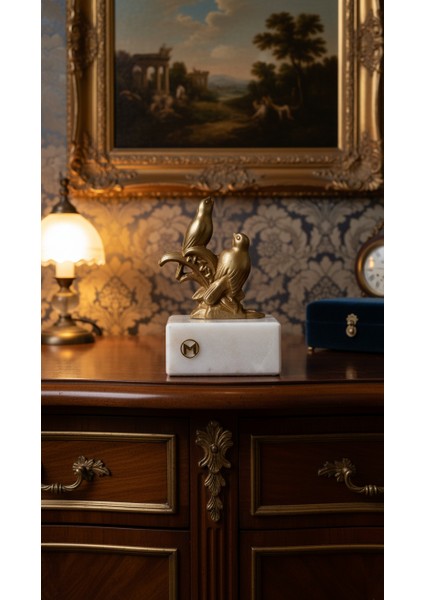 El Yapımı Mermer Taşlı Bronz Obje