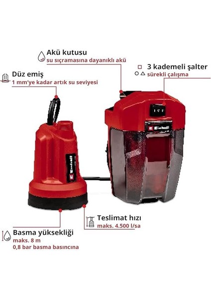 Akülü Dalgıç Pompa - Temiz Su Ge-Sp 18 Ll Li (1X4,0AH) Power X-Change (Li-Ion, 18 V, Maks. modelleri