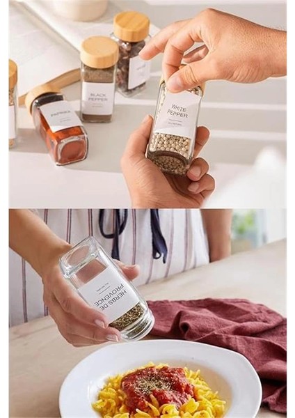 Hava ve Nem Korumalı Bambu Kapaklı Cam Baharatlık Seti 12'li (120 Ml) indirimleri