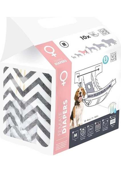 M-Pets Dıapers Dişi Köpekler Için Külot (M) 10LU