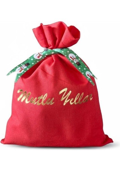 Mutlu Yıllar Yazılı Kırmızı Hediye Kesesi