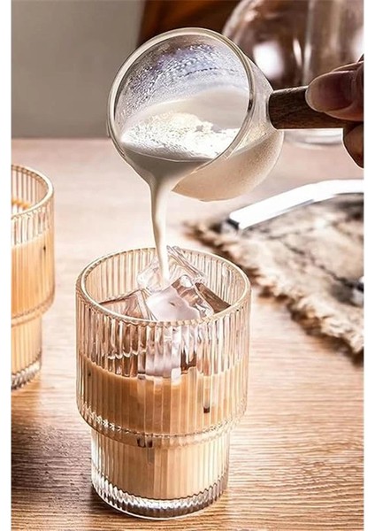 Origami Isıya Dayanıklı Çizgili Desenli Cam Bardak Kahve Çay Sunum Bardağı indirimleri