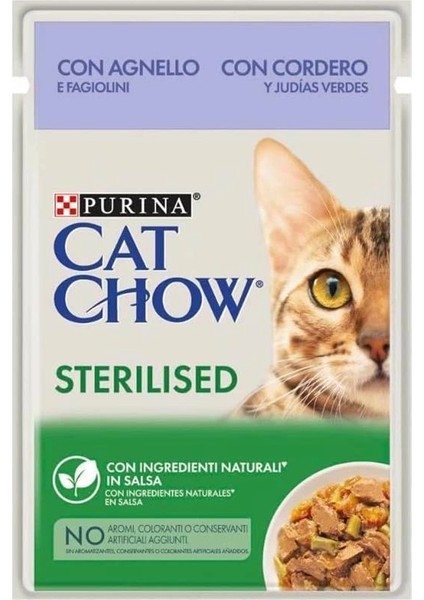 Cat Chow Sterilised Kuzu Etli Kısırlaştırılmış Yetişkin Kediler Için Yaş Kedi Maması Pouch (26 x 85