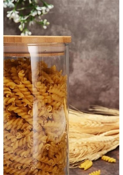 43463 Bamboo Ahşap Kapaklı Cam Kavanoz, Şeffaf, 1.48 Litre fırsatları