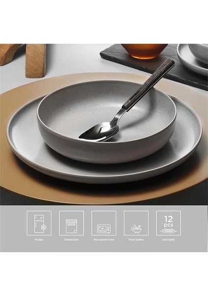 Moderna 12 Parça 4 Kişilik Yemek Takımı Gri modelleri