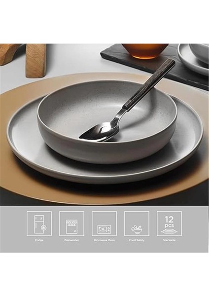 Moderna 12 Parça 4 Kişilik Yemek Takımı Gri