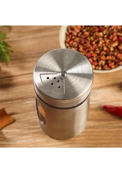 2'li Ayarlanabilir Metal Gövdeli Cam Tuzluk ve Baharatlık Seti - Şık ve Dayanıklı