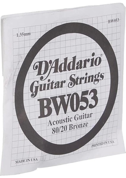 D'addario BW053 Akustik Tek Tel, 80/20 Bronze Wound, 053, (Mi) Pak fiyatları