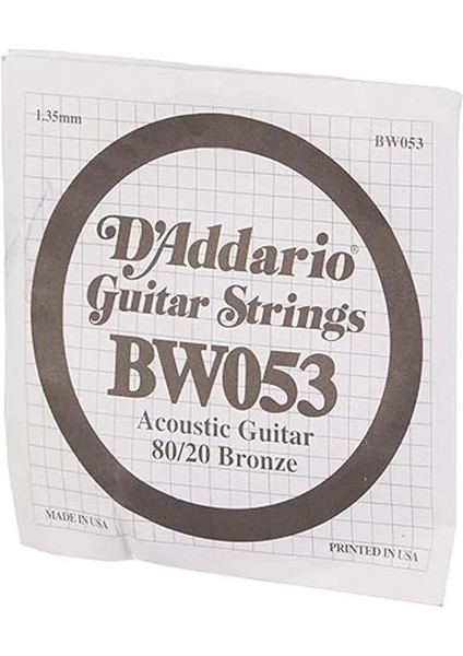 D'addario BW053 Akustik Tek Tel, 80/20 Bronze Wound, 053, (Mi) Pak indirimleri