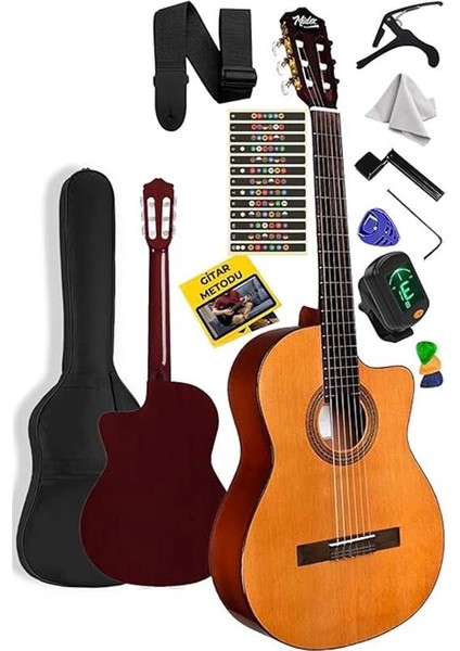 CG-395YL Klasik Gitar 4/4 Kesik Kasa Full Set (Çanta Askı Tuner Metod Pena) modelleri