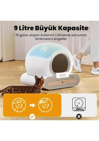 Ti+ Wi-Fi Akıllı Kedi Tuvaleti, 65L Kapasite, 9l Çöp Torbası, 1-8 kg Kediler Için, Kahverengi fırsatları