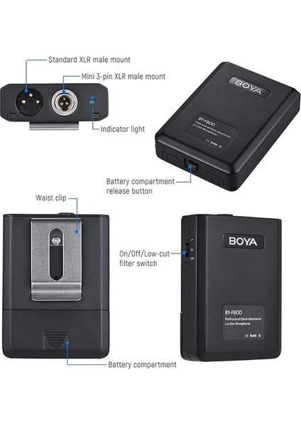 BY-F8OD Çok Yönlü Akustik Vokal Yaka Mikrofon fırsatları